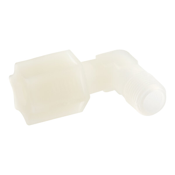 A white plastic tube fitting with a white plastic cap.