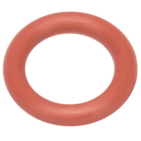 An orange rubber O-ring with a red circle on a white background.