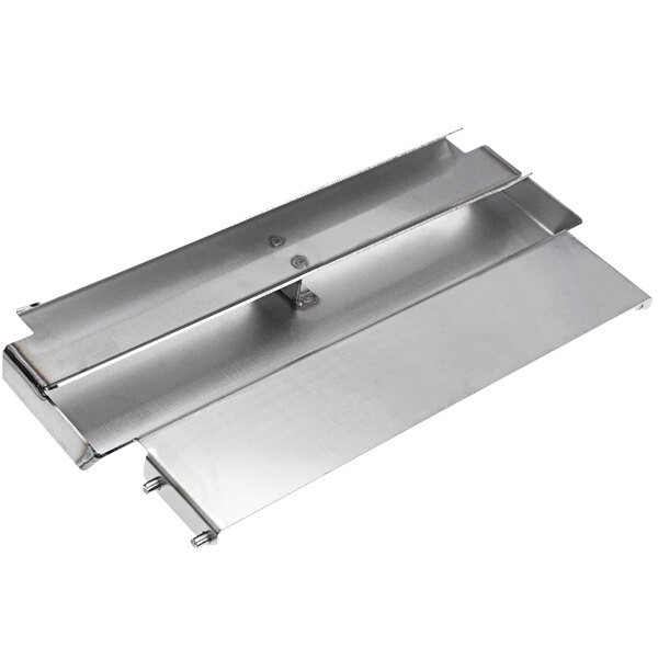 A metal pivot ash scraper for a charbroiler.