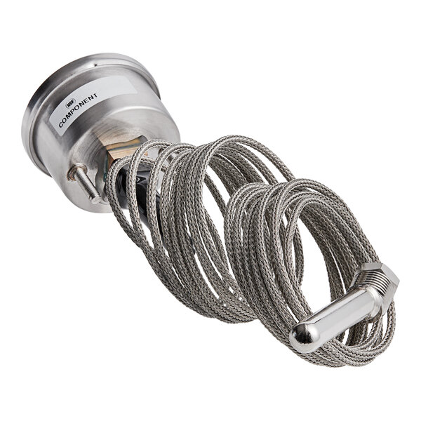 A stainless steel metal coil hose for a Hobart Thermometer Wash.