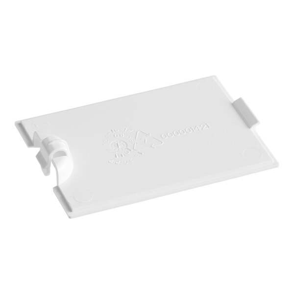 A white rectangular cover with a rectangle on it.