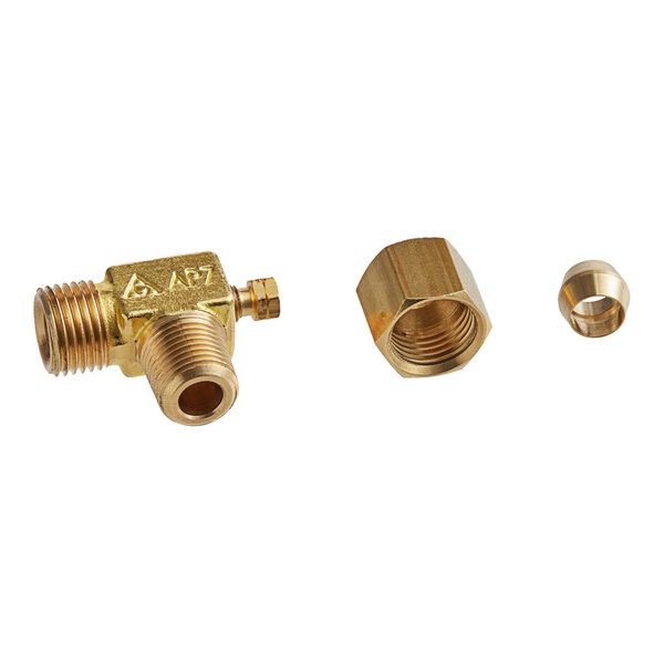 A brass Vulcan adjustable valve with two nuts.