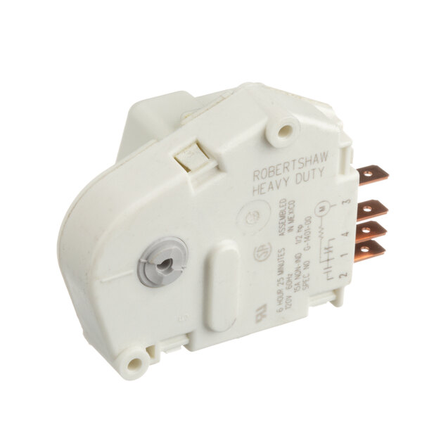 A white Randell EL defrost timer with brown metal parts and text.