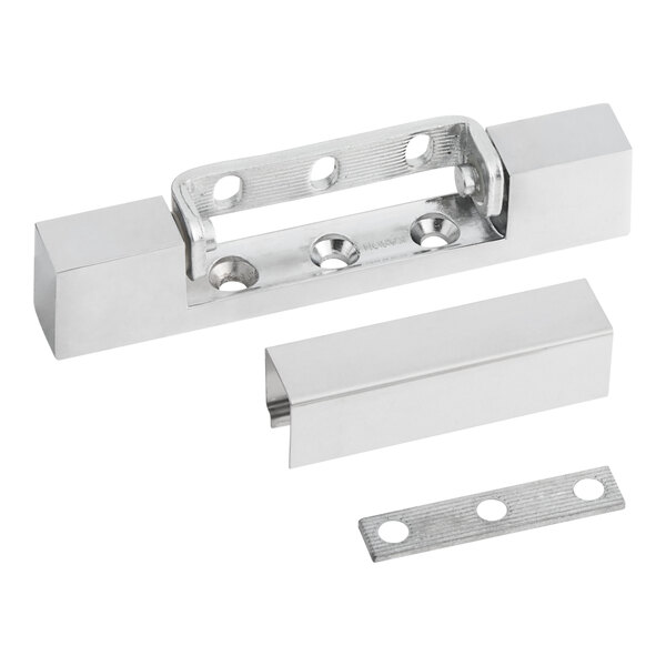 A stainless steel HNG-214 hinge with two holes.