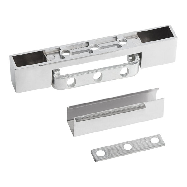 A stainless steel HNG-214 hinge with two holes.