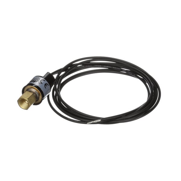 A black cable with a gold connector on a Master-Bilt mini high pressure control.