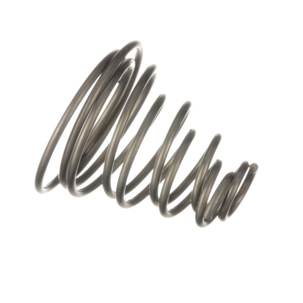 A close-up of a metal cone compression spring.