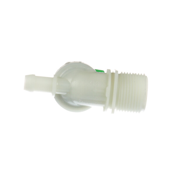 A white plastic Rational single solenoid valve with a green handle.