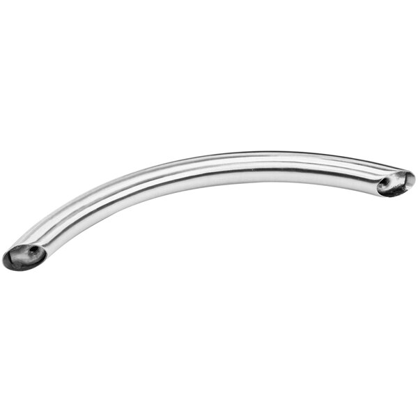 A silver curved metal Moffat handle.