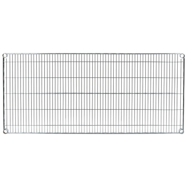 A Metro Super Erecta wire shelf with a metal grid.