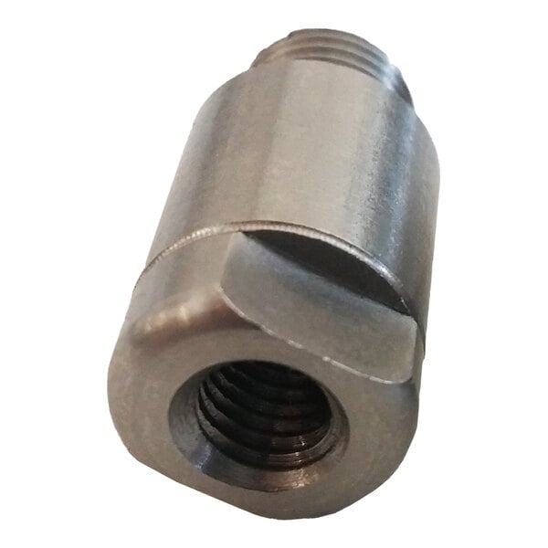 A metal Globe M049A knife cover insert with internal threading.