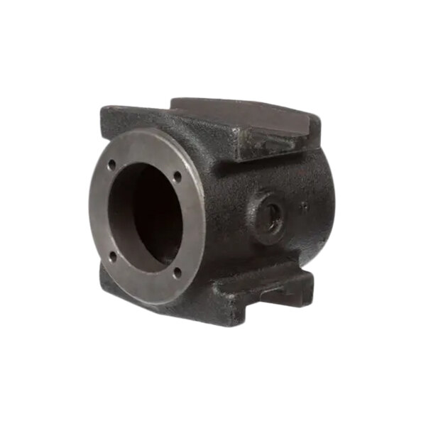 A black metal Alliance Laundry gear housing with a hole.