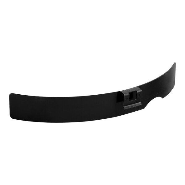 A curved black plastic or metal strip with a small rectangular attachment in the center.