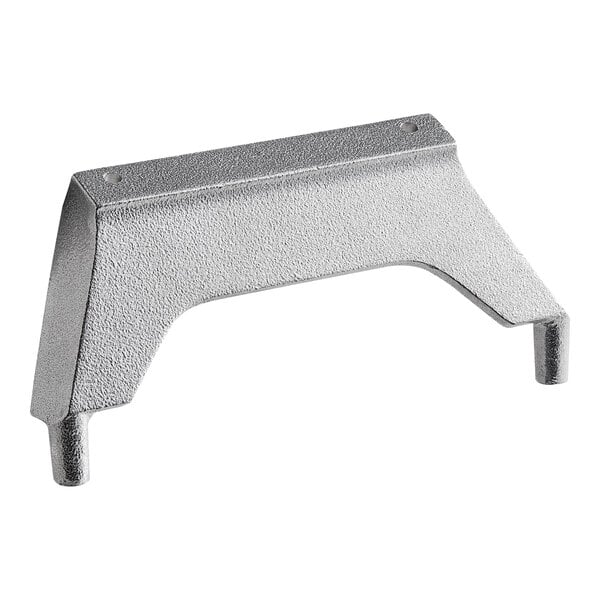 A silver metal Vollrath 526 back leg with holes at each end.