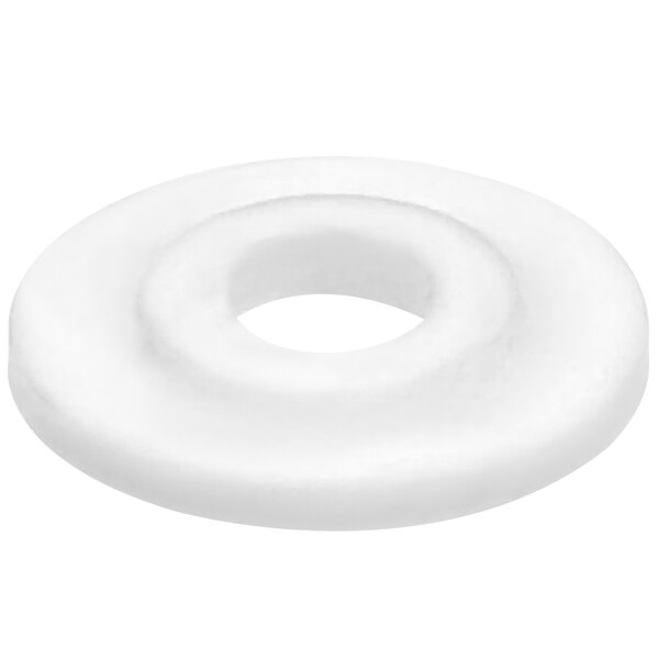 A white circle with a hole in it.