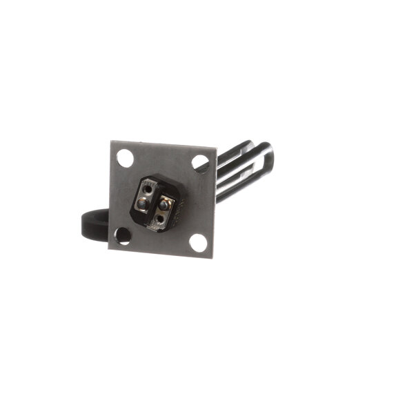 A black and silver Hatco electrical element with a black metal plate.