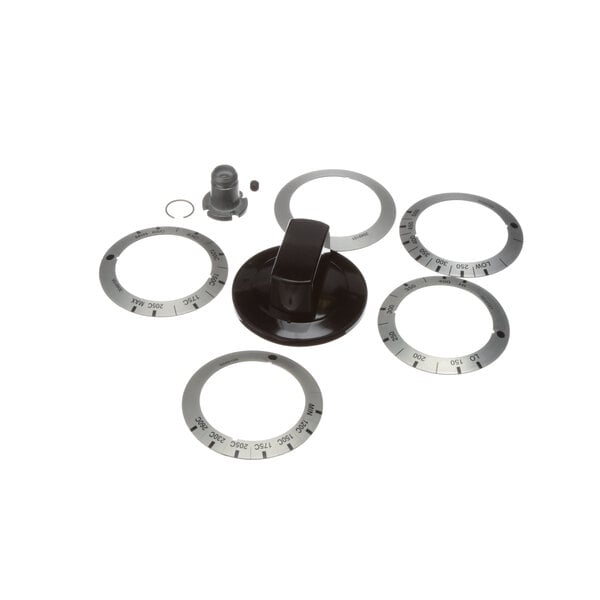 A circular metal ring with black and silver numbers.