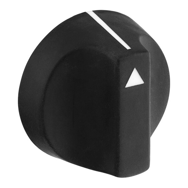 A black Alto-Shaam knob with a white triangle and arrow.