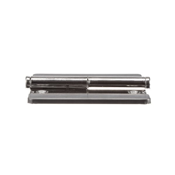 A Silver King chrome plated door hinge with covers.