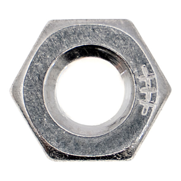 A metal hexagonal lock nut for use with Vollrath Redco InstaCut 3.5, InstaBloom, and InstaSlice models.