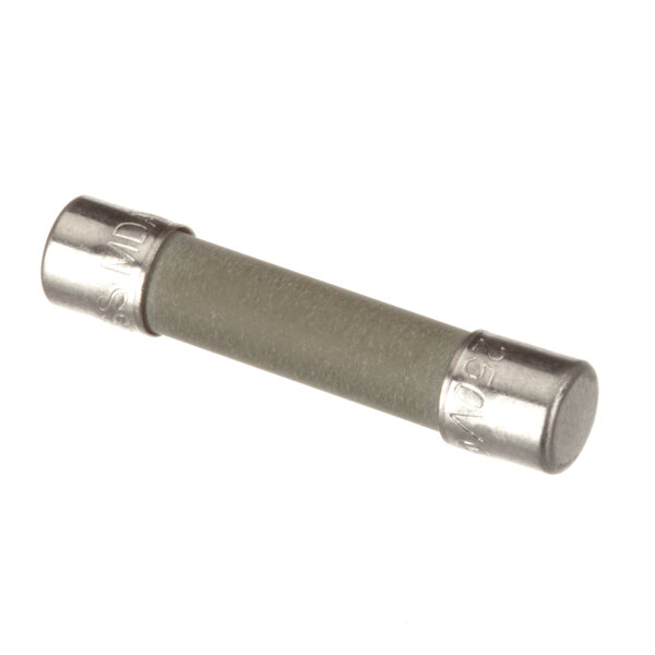 A close-up of a green and silver Lincoln time delay fuse.