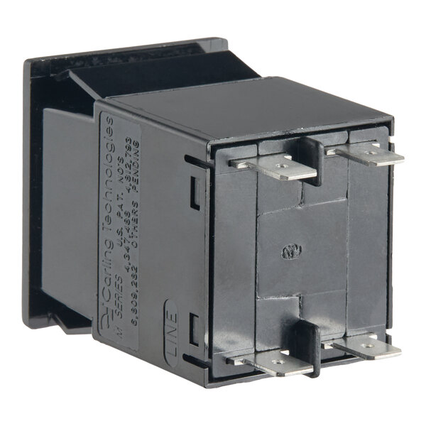 A black rectangular Blodgett 39688 circuit breaker with metal prongs for electrical connections.