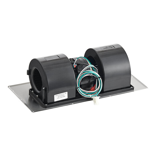 A black Traulsen evaporator motor with wires.