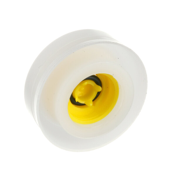 A white and yellow Alto-Shaam flow regulator wheel.