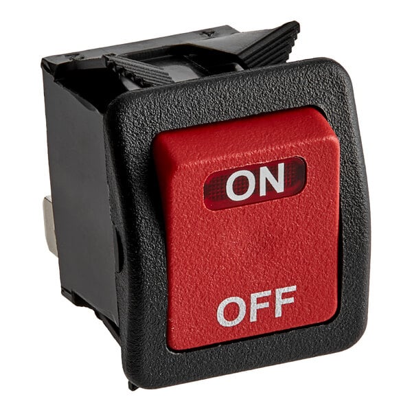 A red and black Vulcan power switch with white text reading "off"