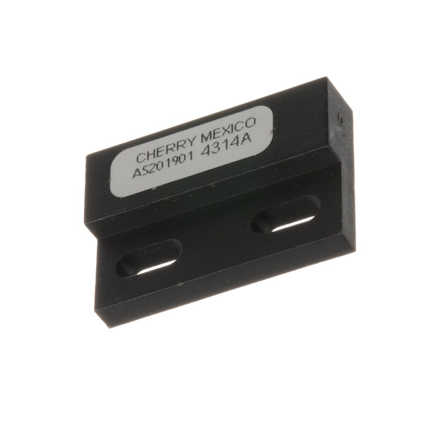 A black rectangular Glastender magnetic actuator with white label.