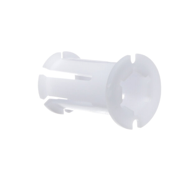 A white plastic Robot Coupe insert with a hole.
