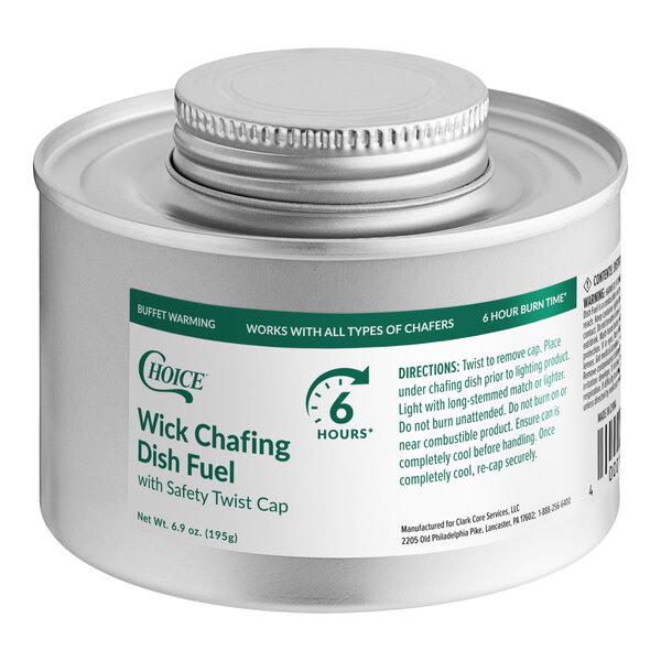 Choice 6 Hour Wick Chafing Dish Fuel with Safety Twist Cap