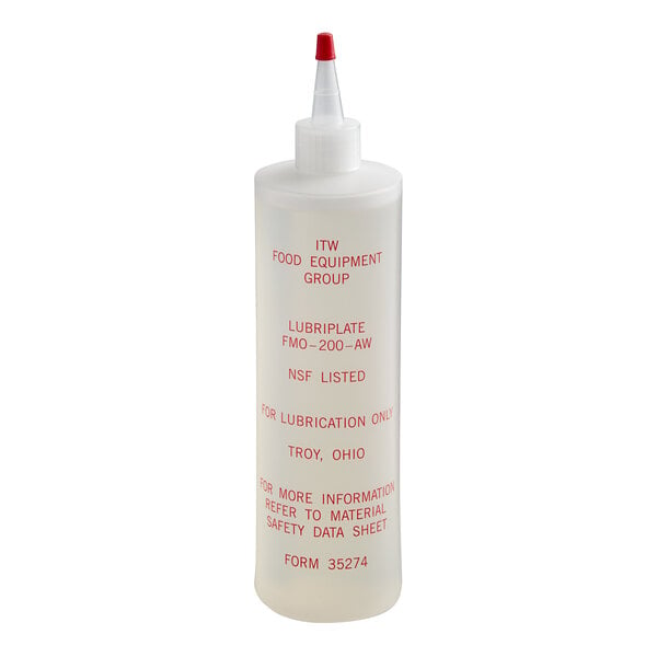 A white Berkel food grade oil container with red text and cap.