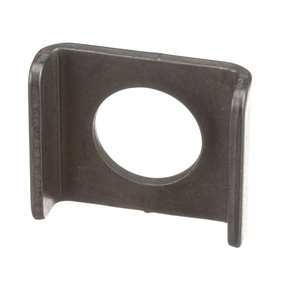 A black metal Middleby Marshall conveyor brake with a hole in it.