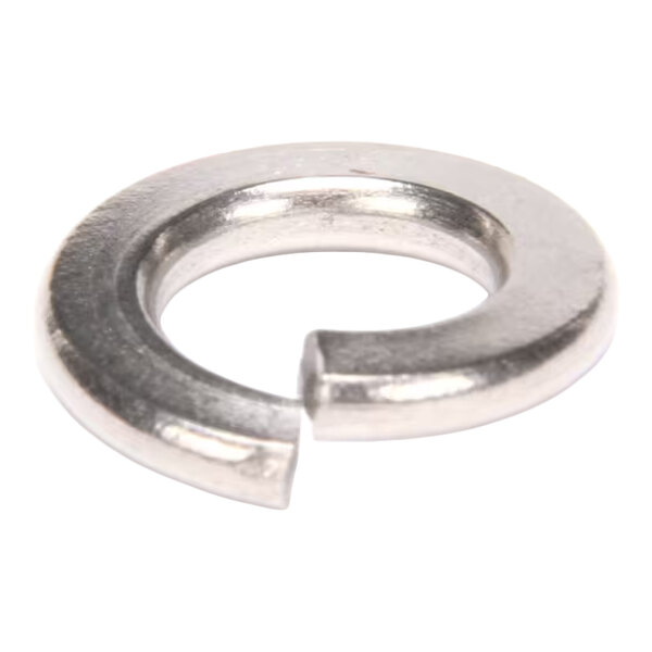 A metal 3/8 inch plated lock washer with a split design.