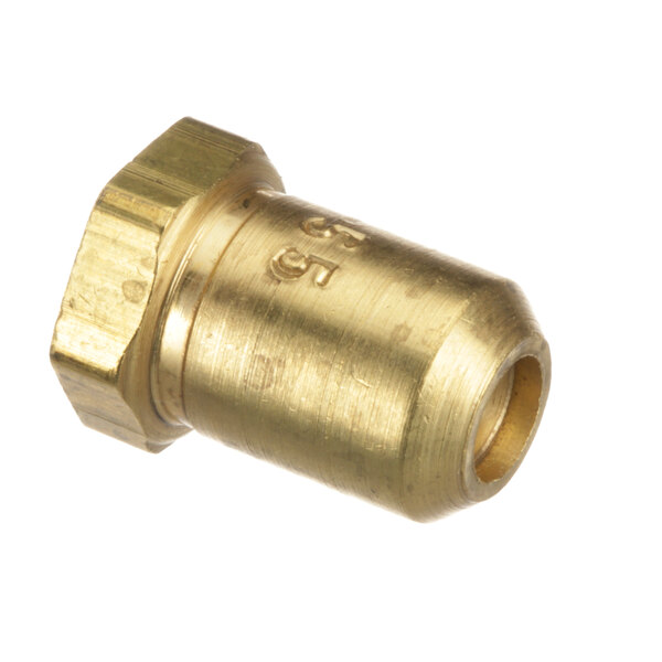 A close-up of a brass threaded nut on a Vulcan hood orifice.