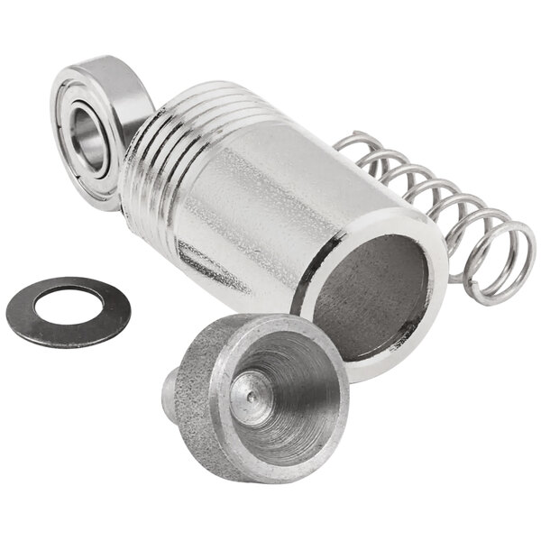 An APW Wyott idler bearing with a spring and metal ball inside a metal cylinder.