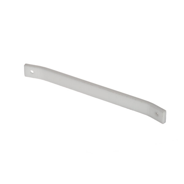 A white plastic long wear strip with holes.