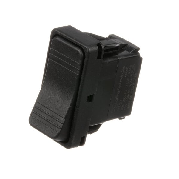 A close up of a black Frymaster rocker switch with a black plastic cover.