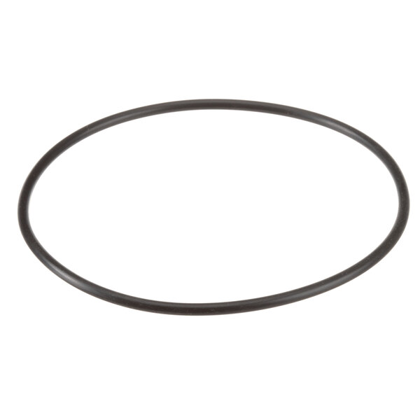 A black rubber O-ring with a white background.