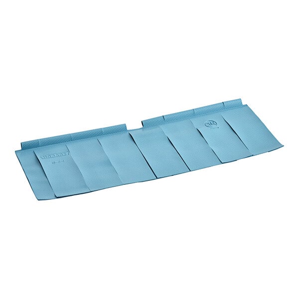 A blue plastic tray with four compartments.