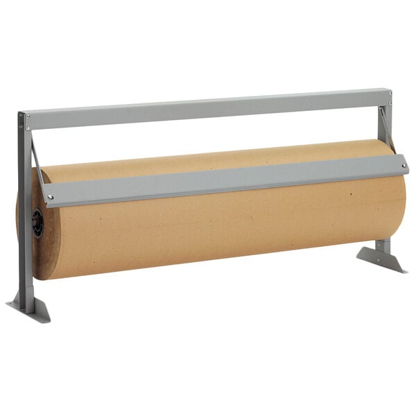 A Bulman jumbo paper roll on a metal stand.