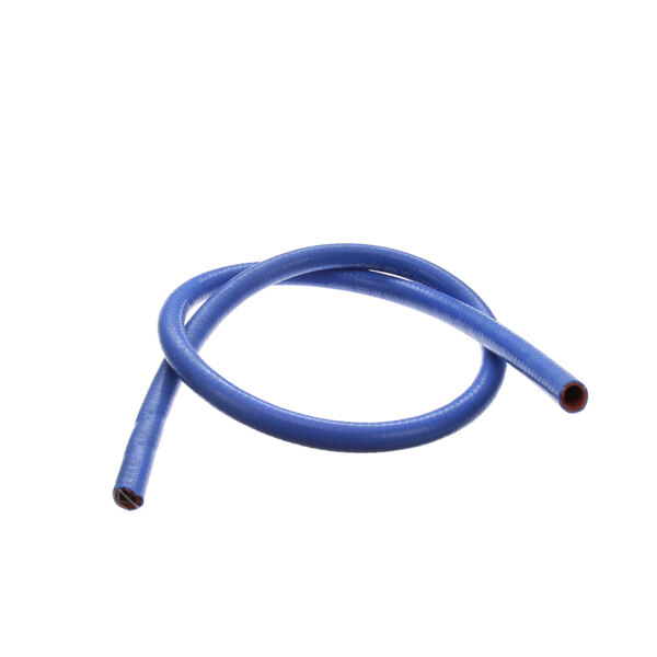 A blue flexible tube on a white background.