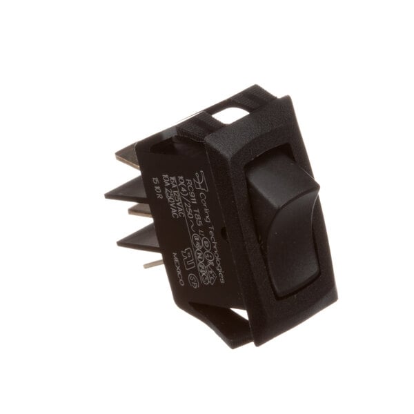 A black switch with a black plastic cover.