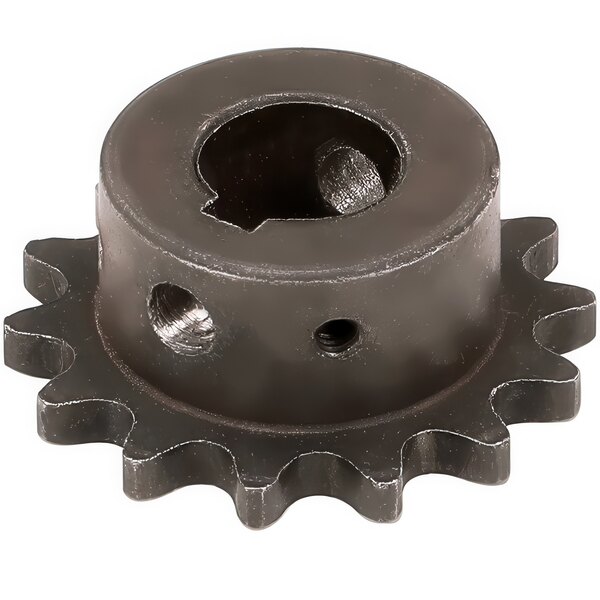 A black Bakers Pride door sprocket with holes on it.