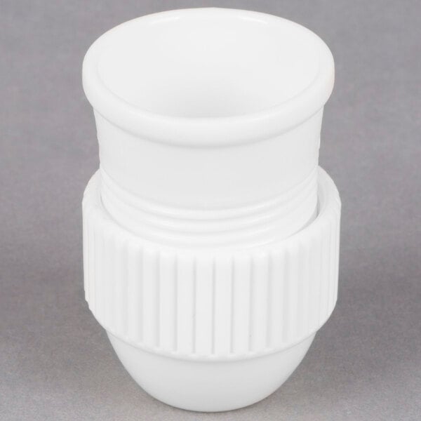 a close-up of a white plastic bottle