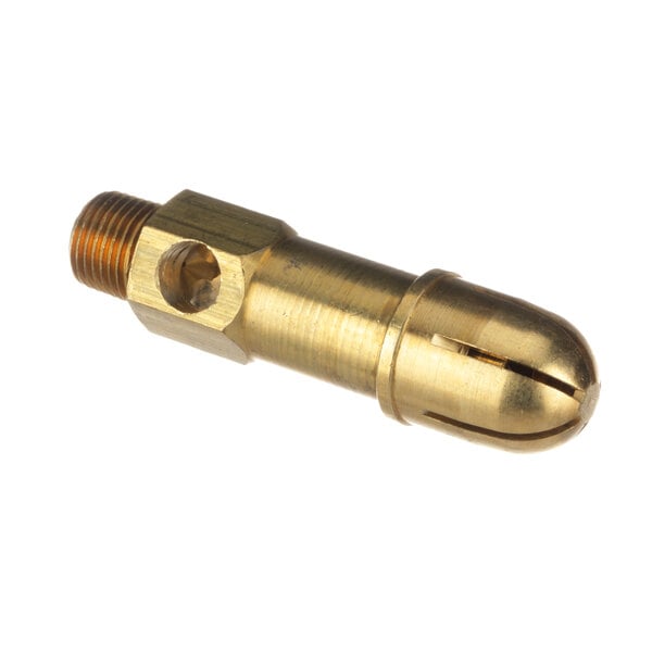 A Groen brass burner tip with a threaded pipe fitting and nut.