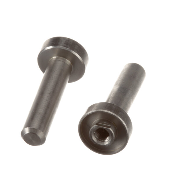 A close-up of two metal nuts.