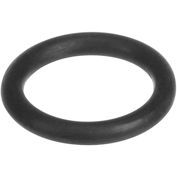 A black round O-ring with a white background.