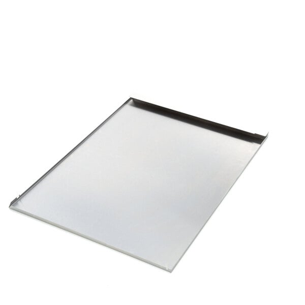 A close-up of a stainless steel body side for a Garland range.